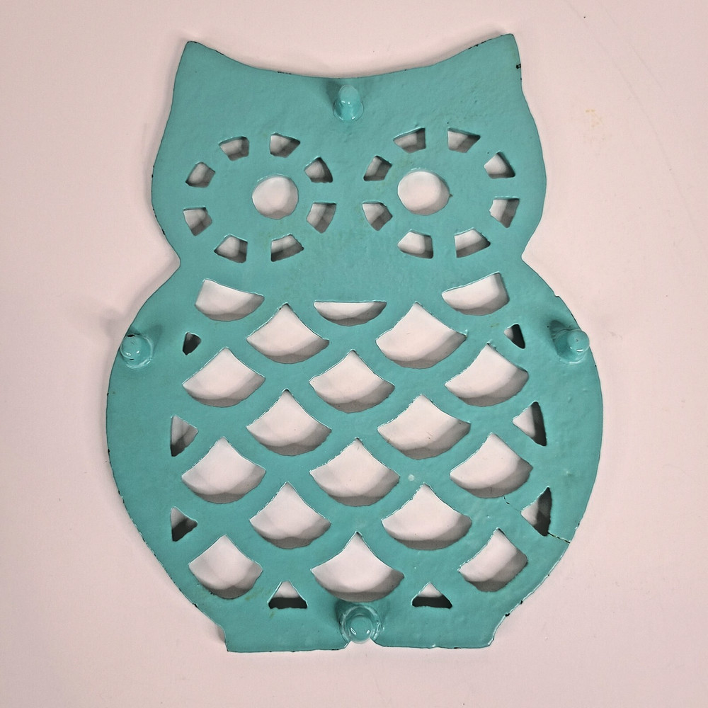 Cast Iron Turquoise Owl Trivet