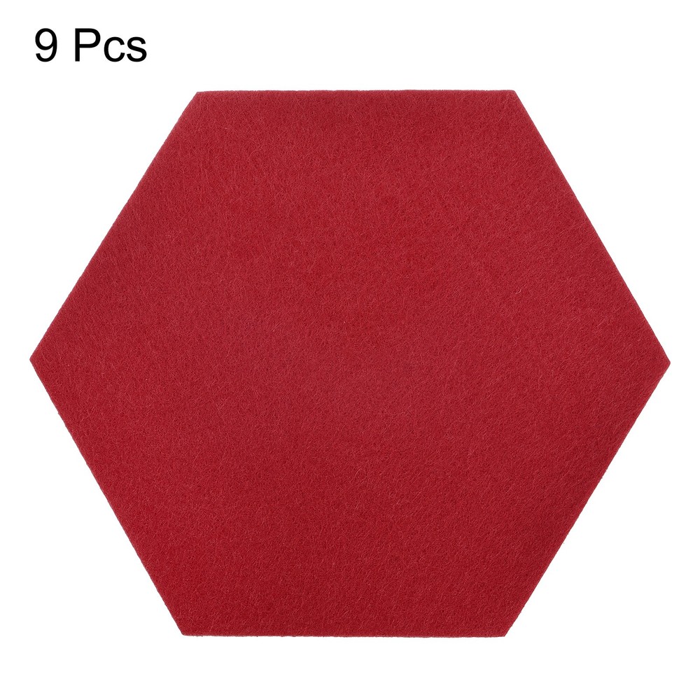 Felt coasters 9pcs hexagonal pads coasters, red