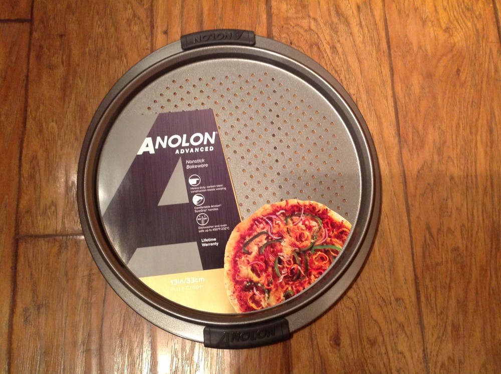 NEW Anolon Advanced Bakeware 13" Pizza Crisper-Gray