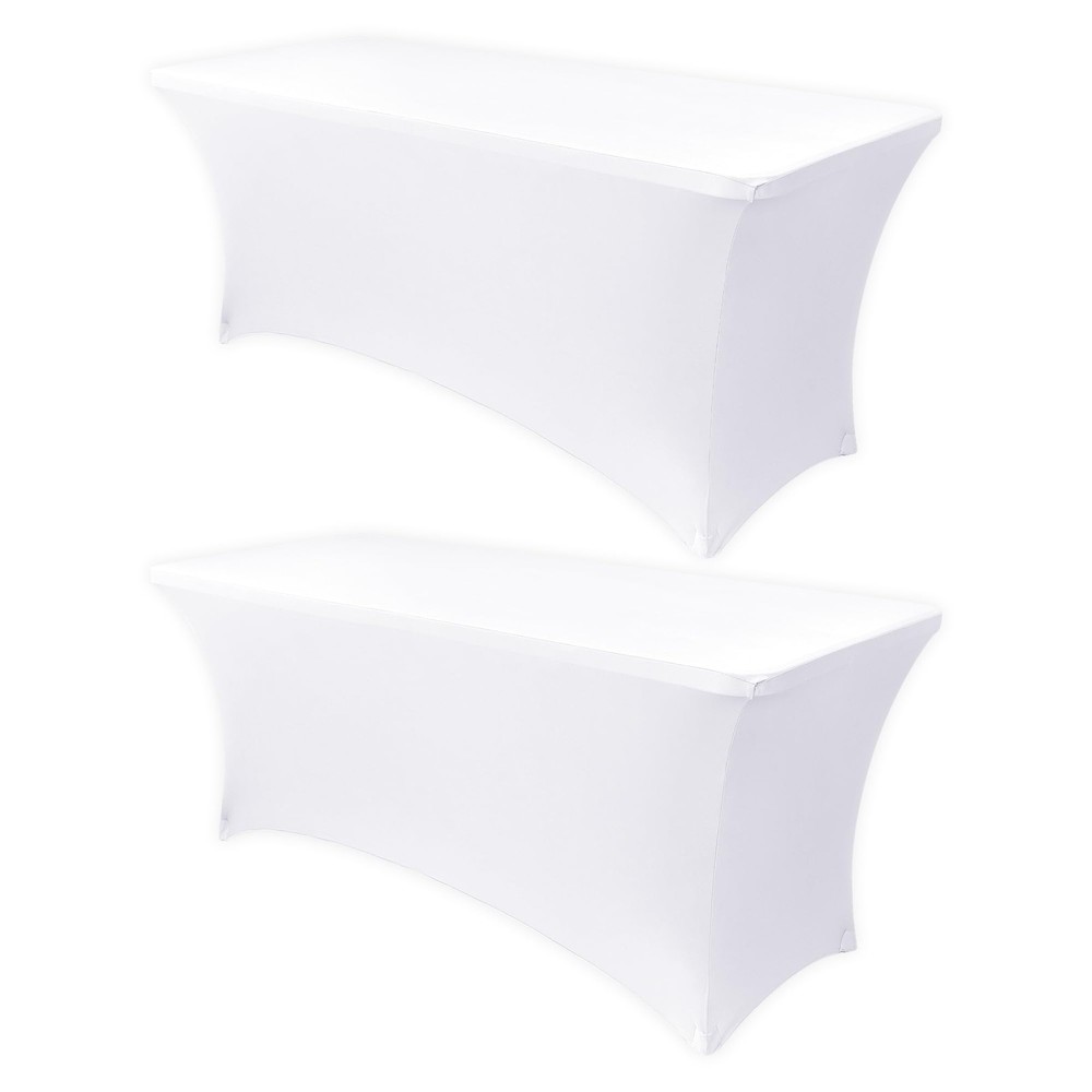 6ft Stretch Spandex Table Cover - 2 Pack Universal Rectangular Fitted Tablecl...