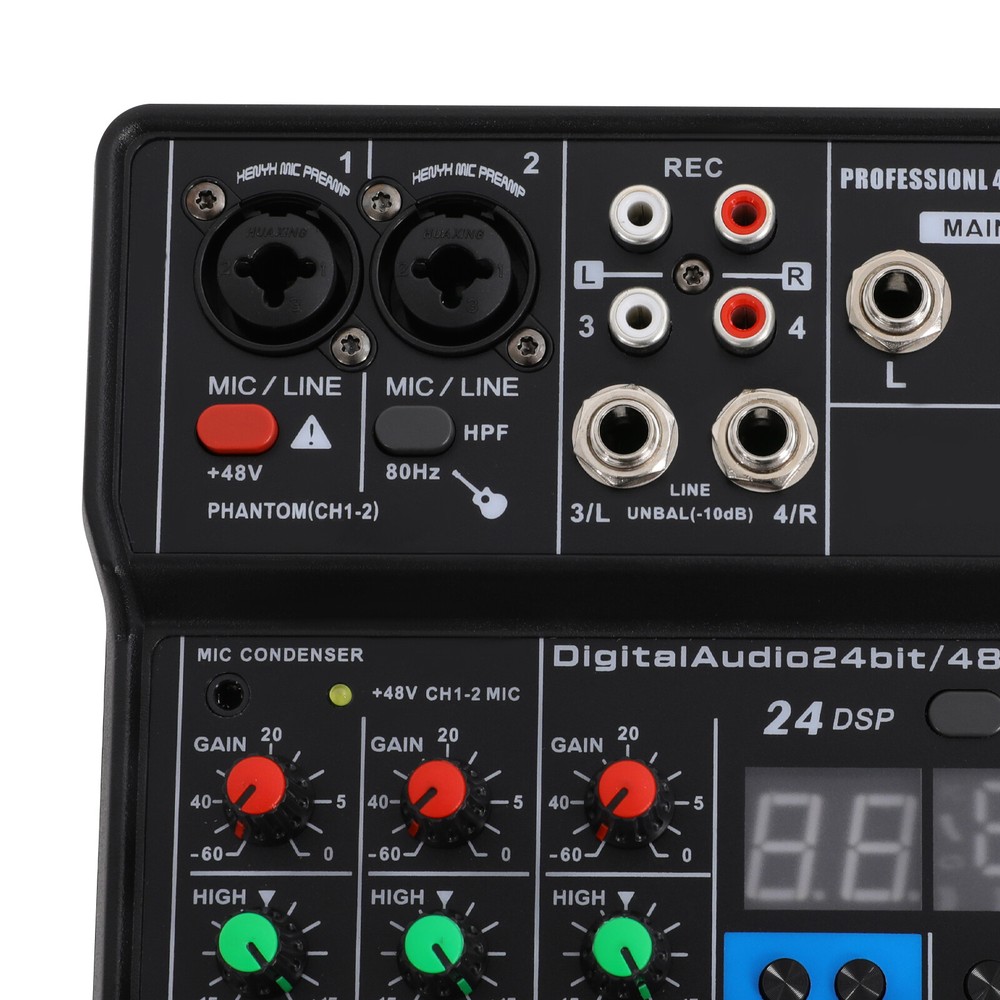 4-Channel Professional Audio Mixer with Bluetooth, USB & DSP Effects