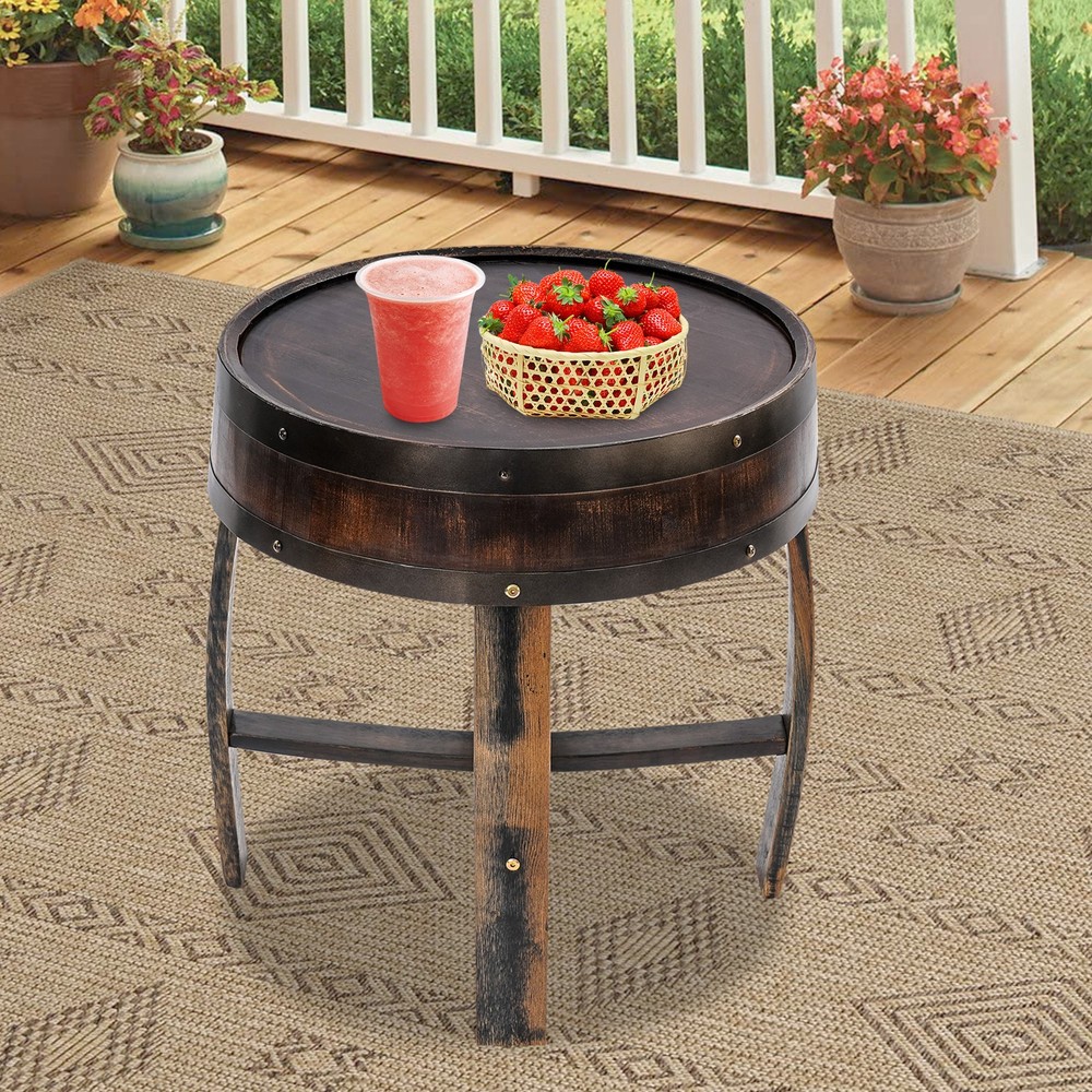 Solid Wood Round Barrel-style End Table Home Tea/coffee Table Wine Side Table