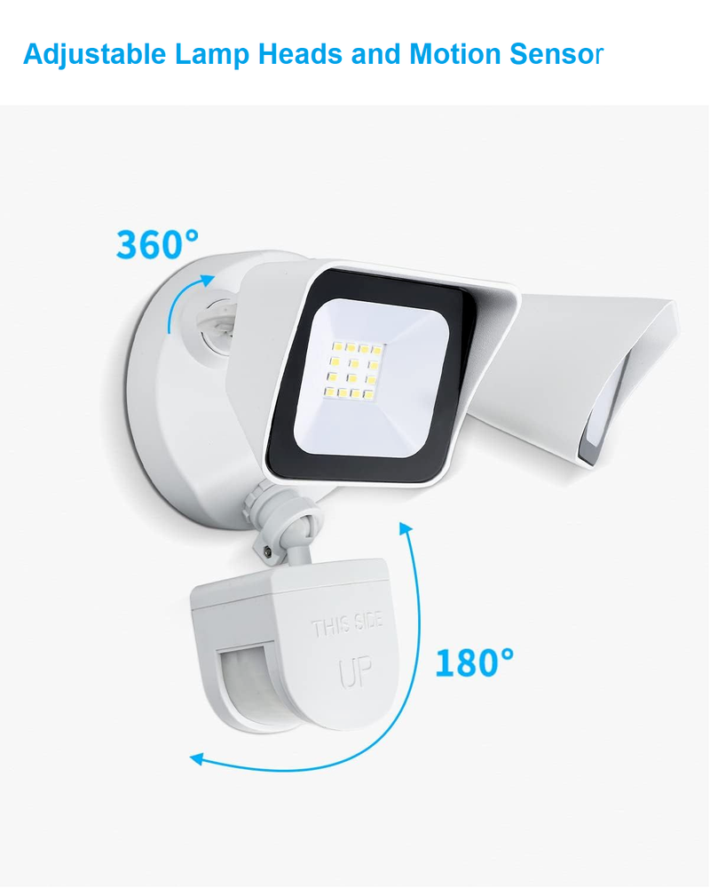 2-Pack Outdoor Led Security Light 24W with motion sensor 5000K W/Adjustable Head