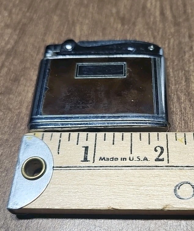 Vintage Working Ronson ADONIS Silver Tone Tortoise Shell Lighter