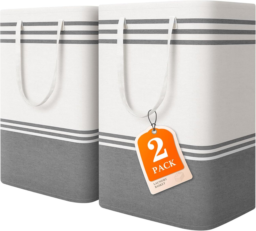 2 Pack Large Laundry Baskets, Laundry Hampers, Freestanding Waterproof Collapsib