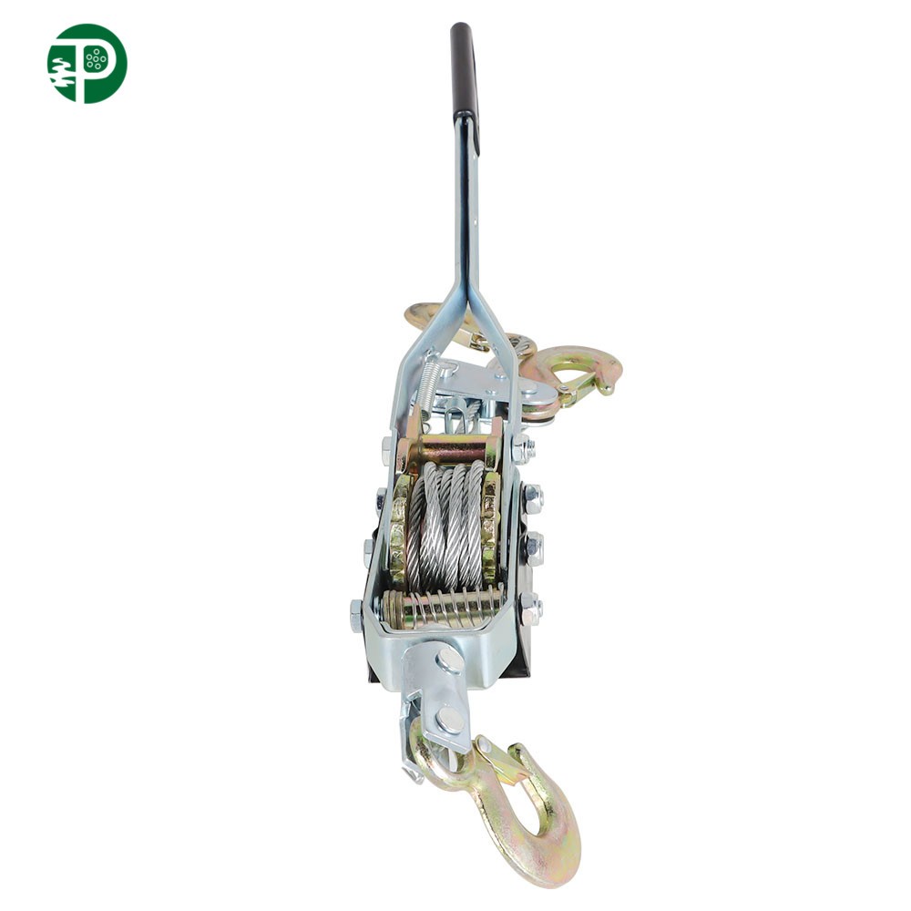 Precision 4Ton Dual Gear Power Puller 3 Hooks 1/4" Steel Cable 21" Handle