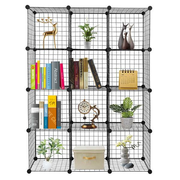 DIY Modular 12Cube Shelving Unit Modular Cubbies Mesh Grid Storage Multifunction