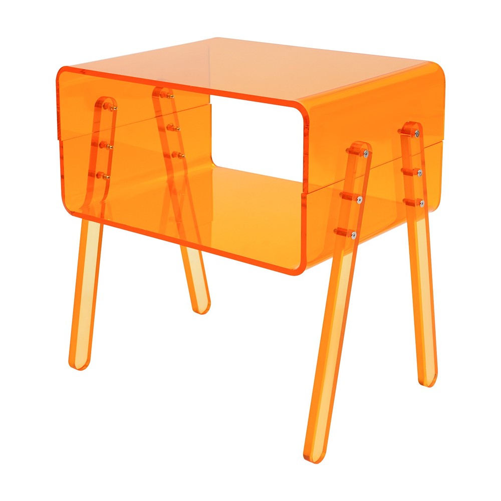 Orange Rectangular Side End Table/Night Stand Acrylic Side Table 40*30*43.2cm