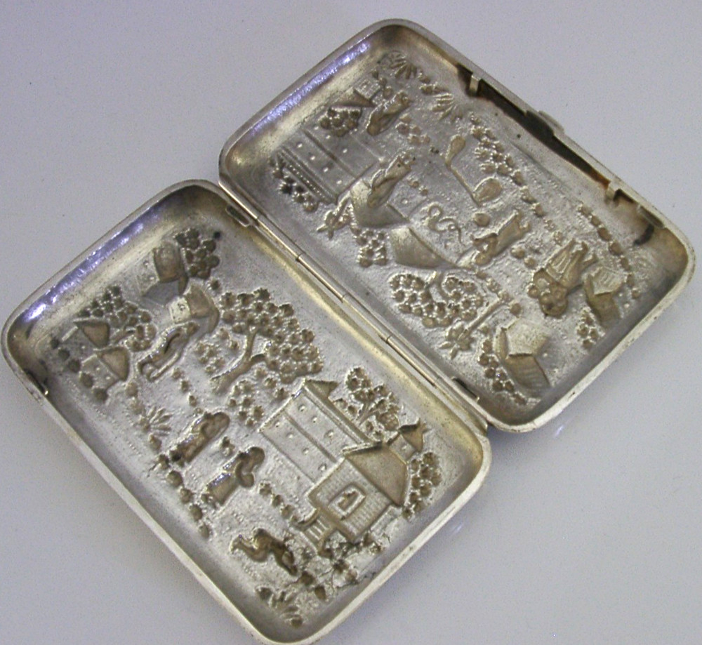 SUPERB ANGLO INDIAN SOLID SILVER CIGAR / CIGARETTE CASE c1910 ANTIQUE 132g