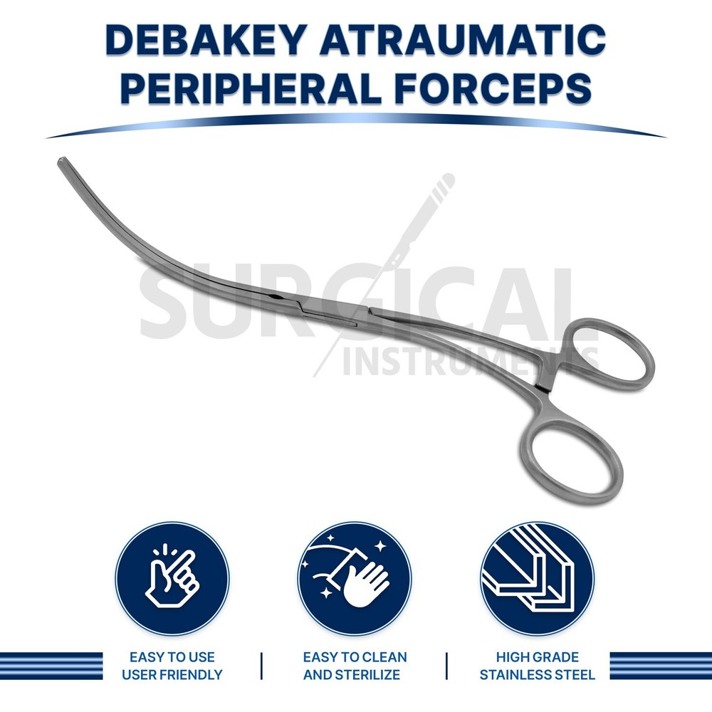 DeBakey Atraumatic Peripheral Clamp Forceps 8" Vascular Instruments German Grade