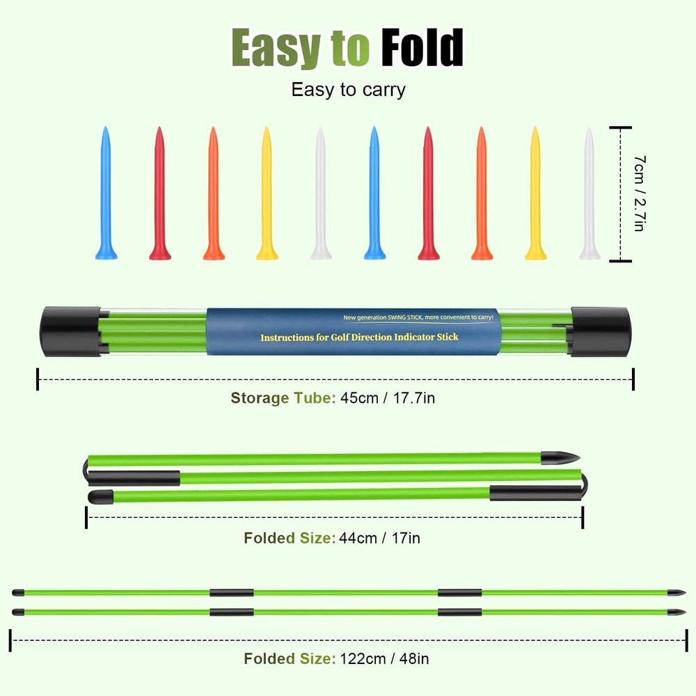 Golf Alignment Sticks 2-Pack 48" Collapsible Practice Rods with Clear Case