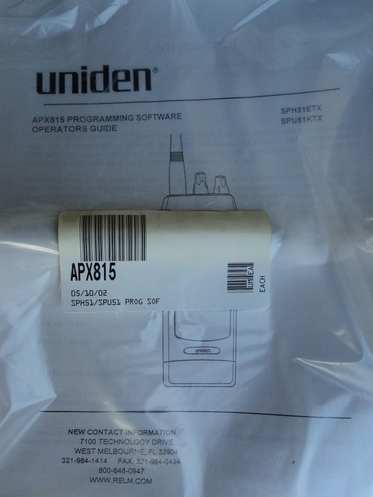 AMX815 SPH51 SPU51 PROGRAMMING SOFTWARE UNIDEN AMX 815