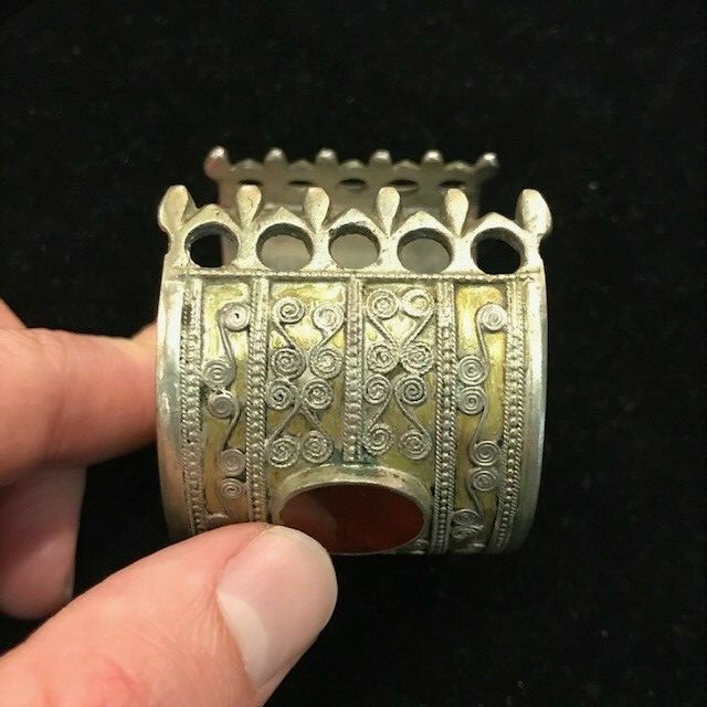 Sasanian Style Silver and Carnelian Cuff Bangle