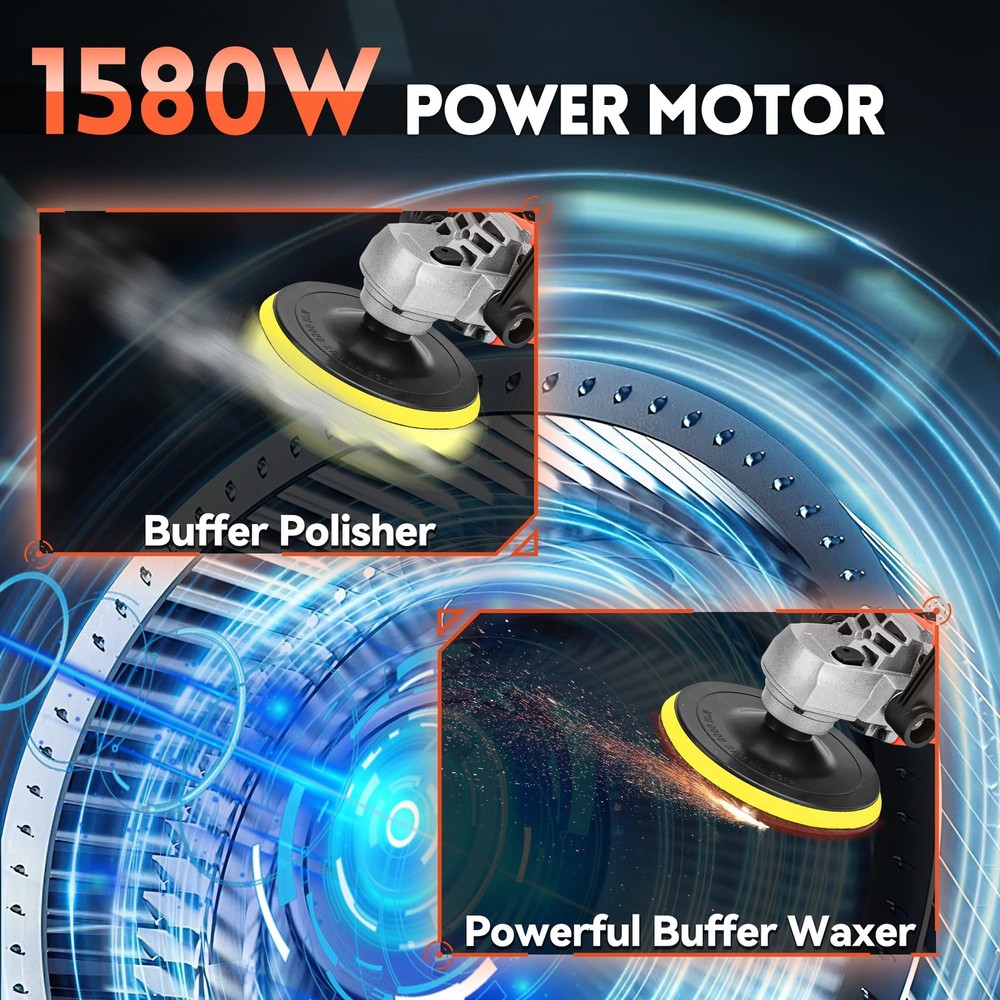 Buffer Polisher, Powerful Buffer Waxer, 7 Variable Speed 1000-3500 RPM,Rotary...