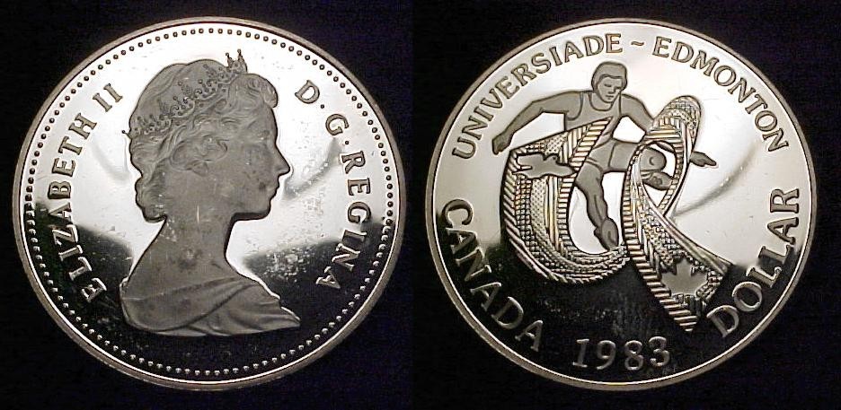 CANADA 1983 Silver Dollar Edmonton University Games Proof