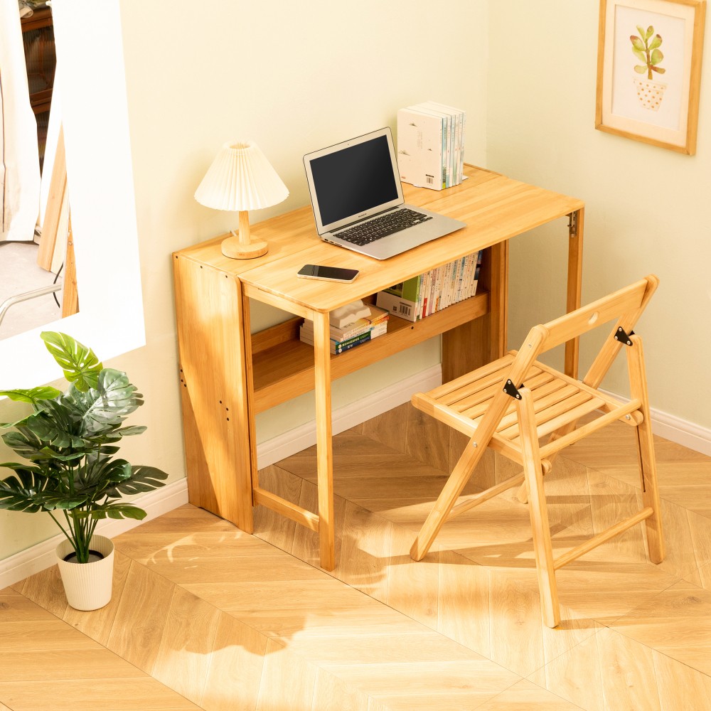 Folding Desk, Space-Saving Computer Desk for Small Spaces, Foldable Study Table
