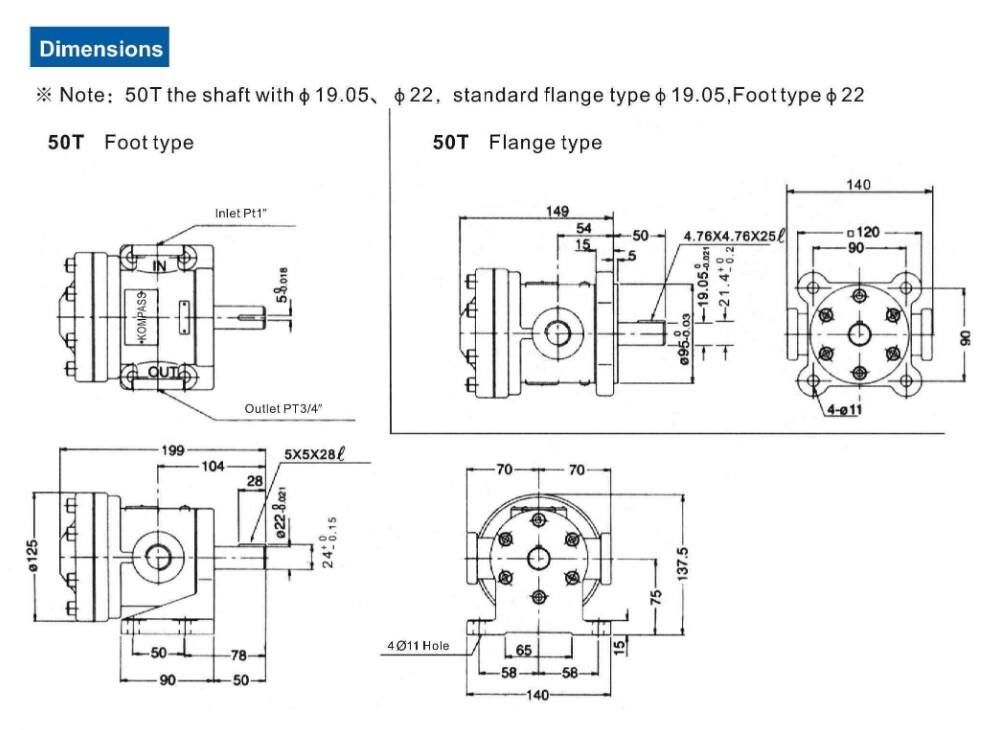 Kompass 50T-20-FR Fixed Displacement Vane Pump