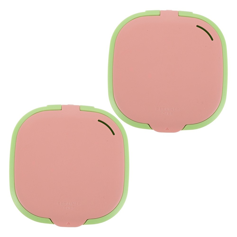 2 Pcs Compact Denture Case Cute Slim Retainer Aligner with Mirror