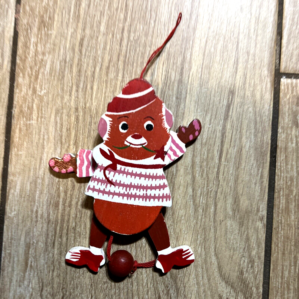 Vintage Jumping Jack Pull String Wood Puppet Ornament ocb1
