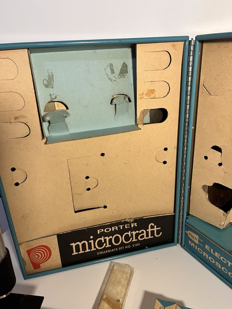 Vintage Porter Microcraft Microscope Lab Kit #2105 Electric Light Working