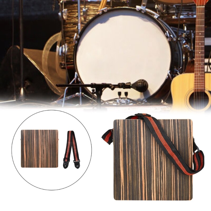 Cajon Box Drum Flat Hand Drum Percussions Instrument with Adjustable Belt