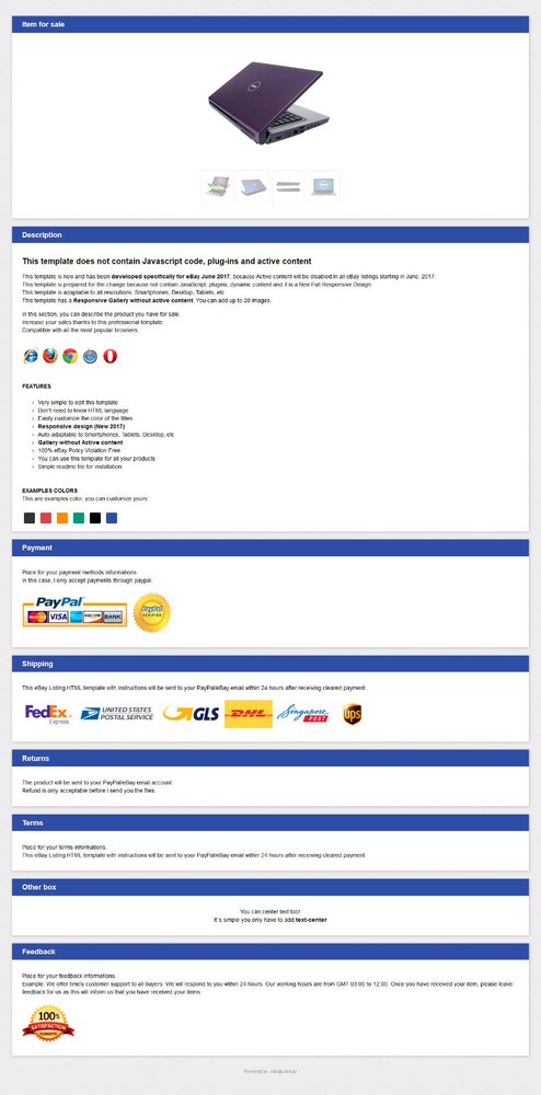 Simple Responsive eBay Listing Template - New