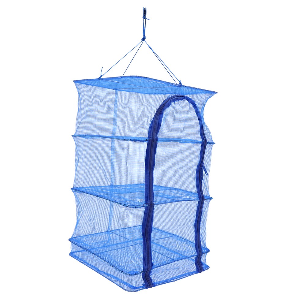 4-Layer Herb Drying Rack Hanging Herb Mesh Rack Foldable Drying Net with Zippers