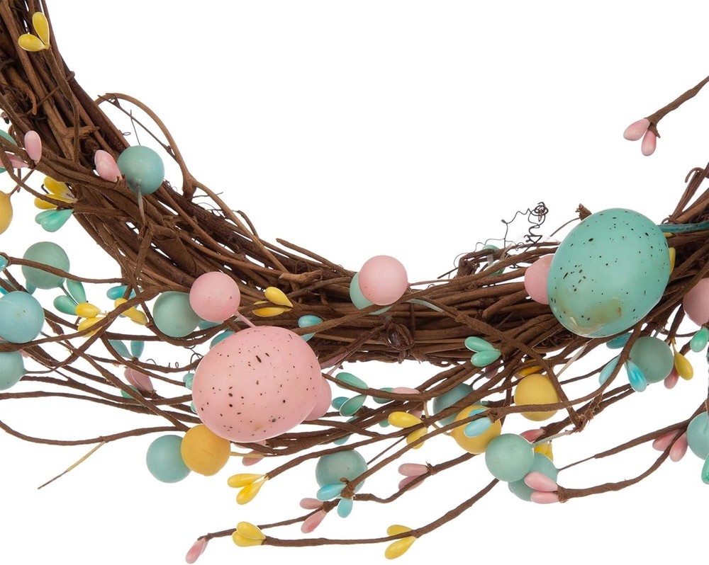 Vibrant 24.5” Easter Bunny Wreath with Eggs for Festive Spring Decor