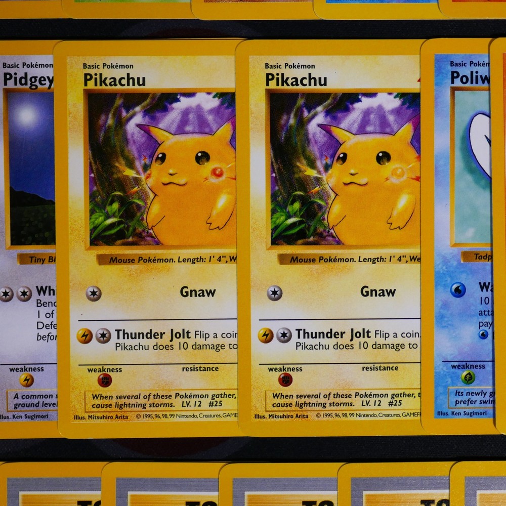 LP/HP Shadowless COMPLETE Pokemon BASE Set UNCOMMON/COMMON Red+Y Cheeks Pikachu