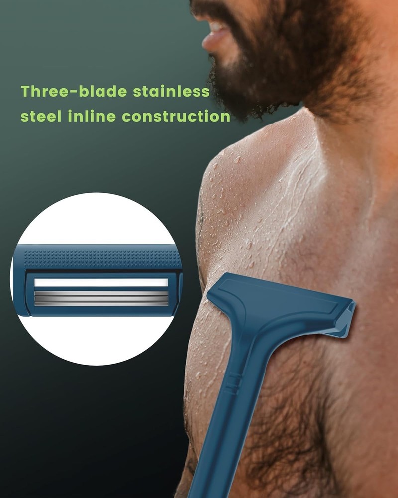 Manual Back Shaver with Extendable Handle - 4 Replaceable Blades - Wet & Dry