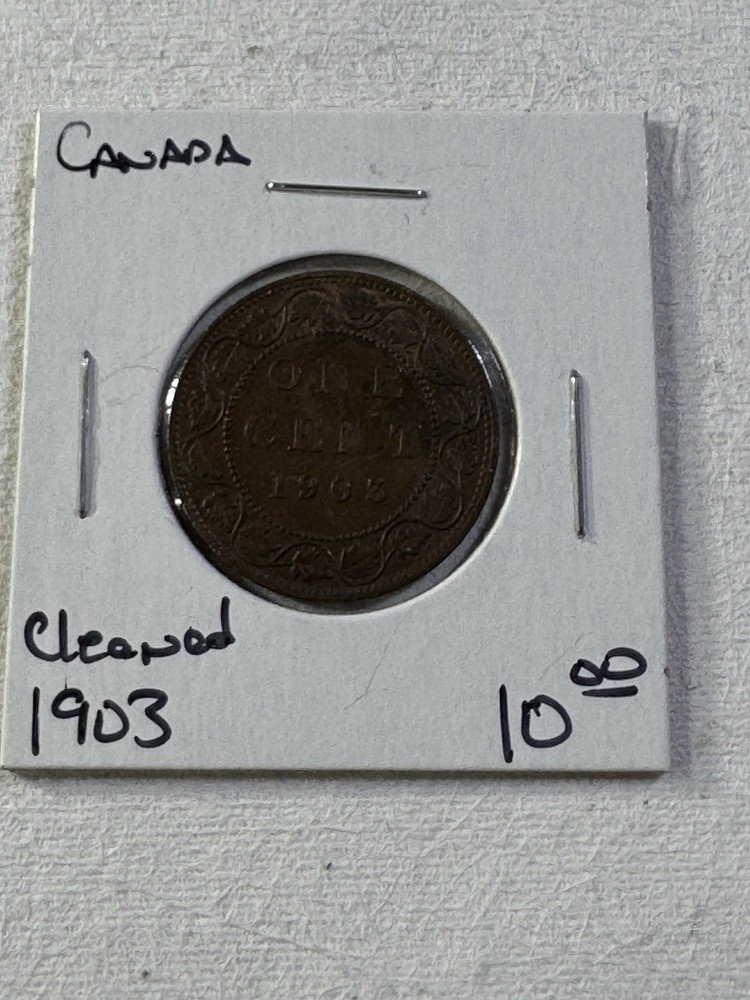 1903 Canada Large Cent Bronze Coin Cleaned