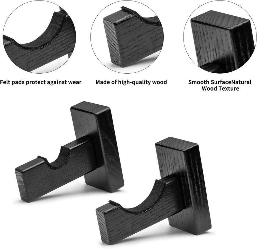 Baseball Bat Display Case Holder Horizontal Wall Mount Solid Wood Rack Brackets