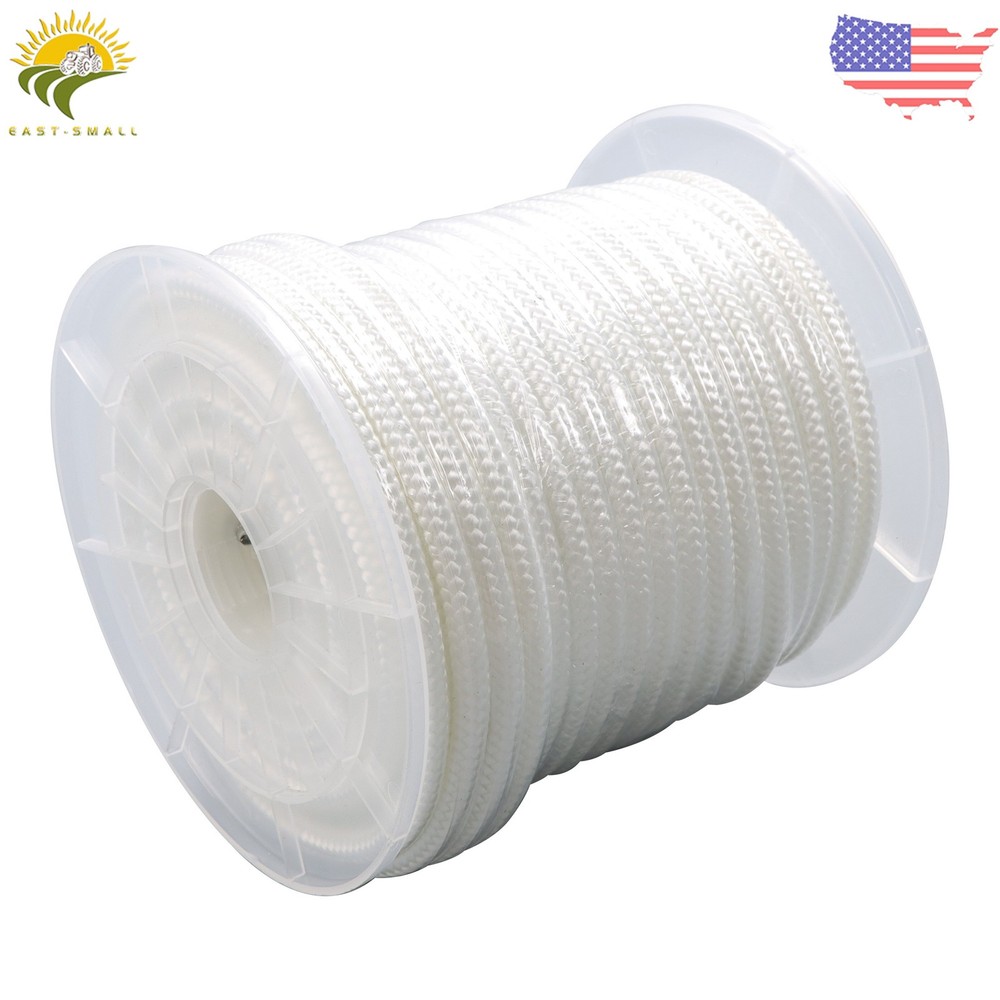 5/16" × 100' White Nylon Rope Sturdy Spool Solid Braid Rope Abrasion Resistance