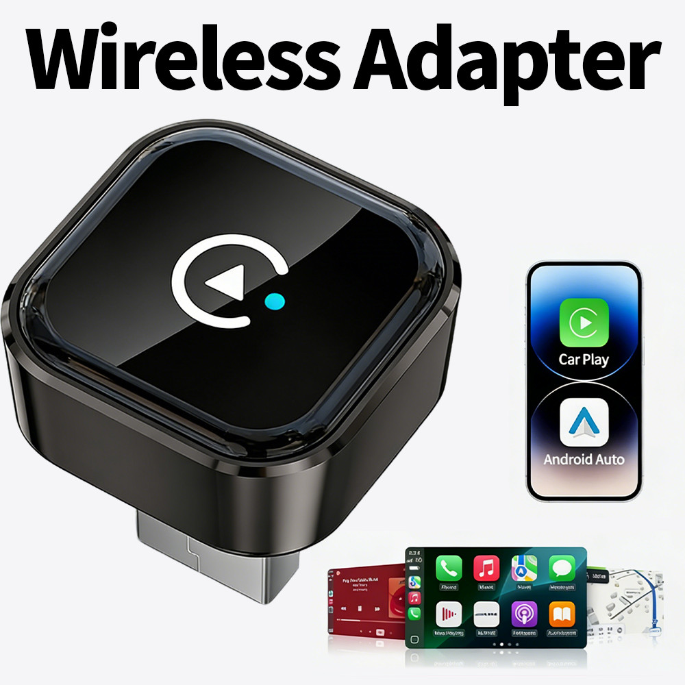 Wireless CarPlay Adapter for Apple iPhone & Android Auto USB Adapter Plug & Play