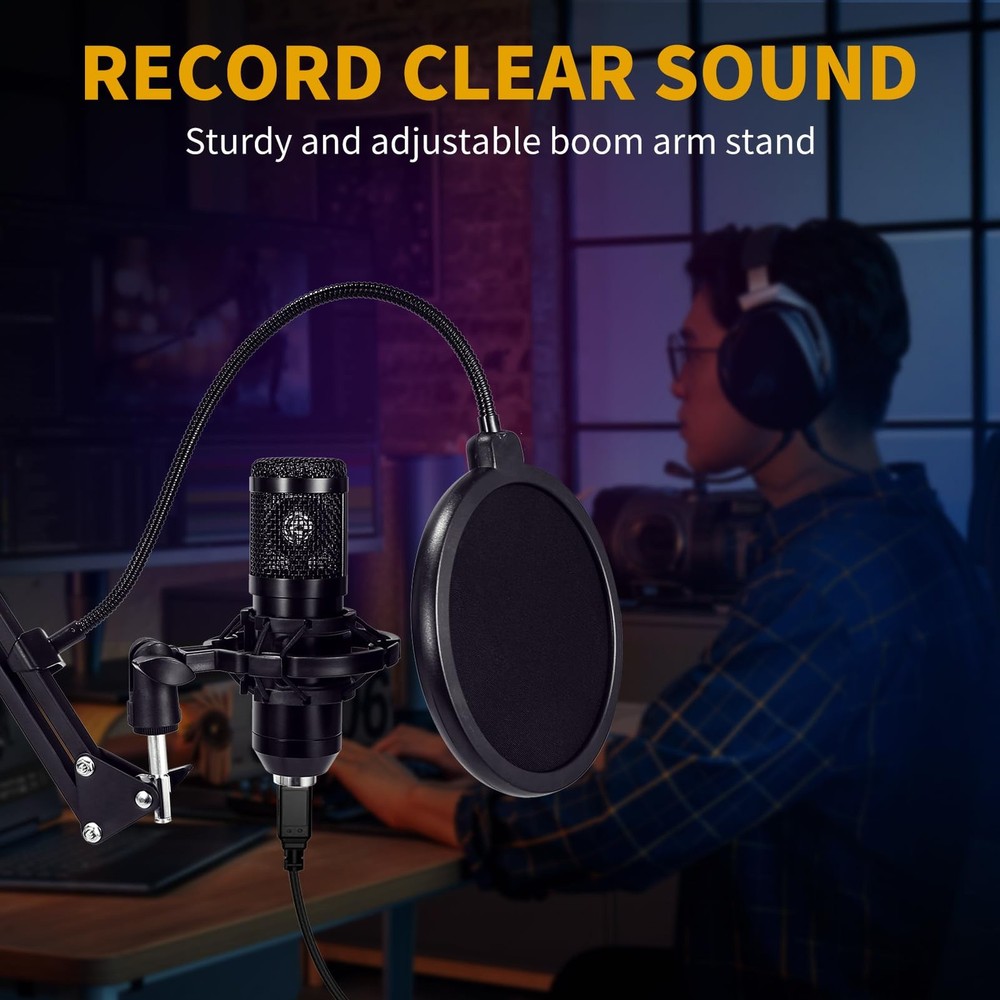 Condenser Microphone,Professional USB Microphone Plug & Play PC Computer Micr...