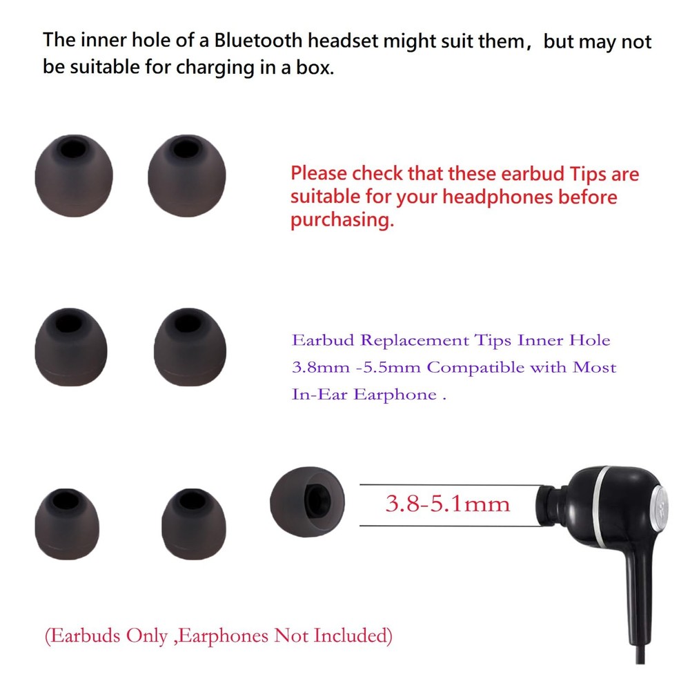 Earbud Tips Replacement Earbud Tips Ear Bud Replacement Pieces Silicone Soft ...