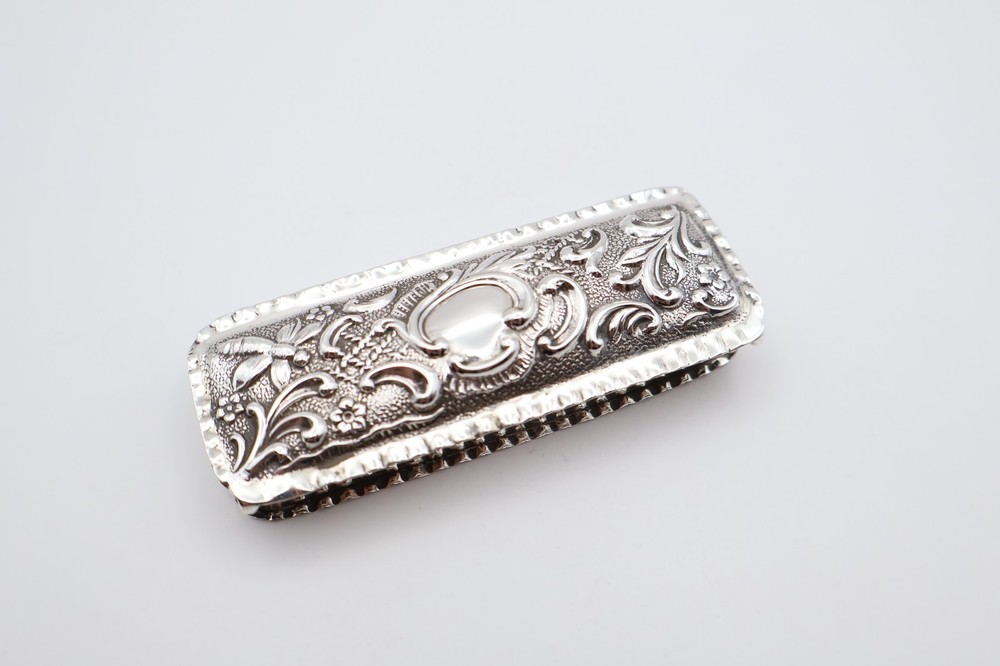 Antique Solid Silver Repousse Trinket Box Hallmarked Birmingham 1903