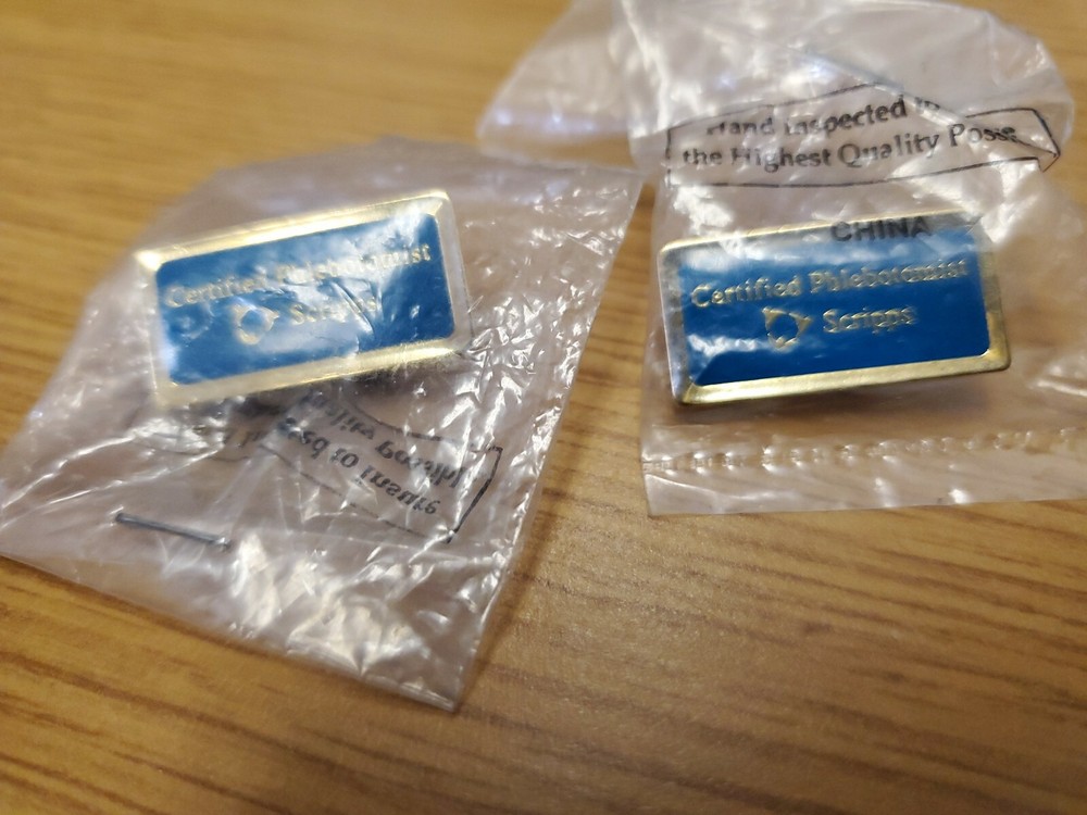 2 Certified Phlebotomist Scripps Pins