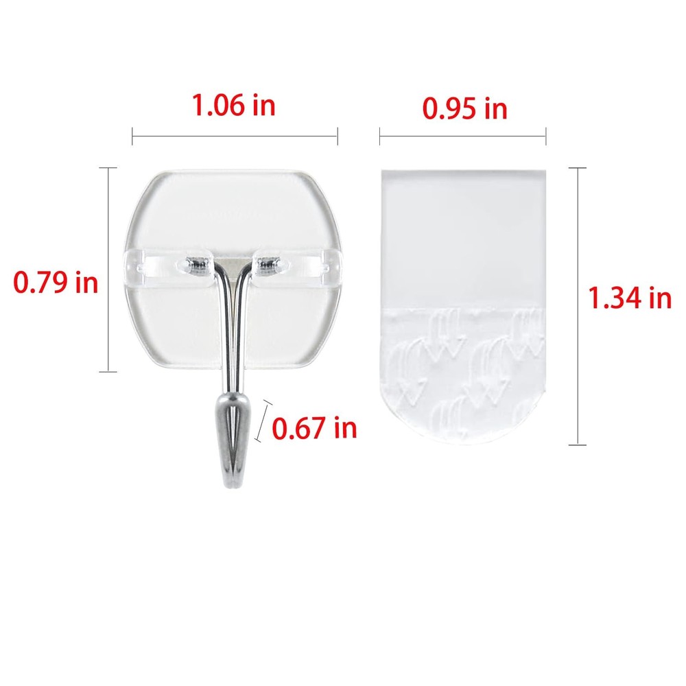 20 Hooks-25 Removable Strips, Small Clear Wire Hooks Value Pack, Damage Free ...