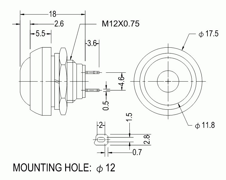2 PACK /// 100-125V 2A momentary switch