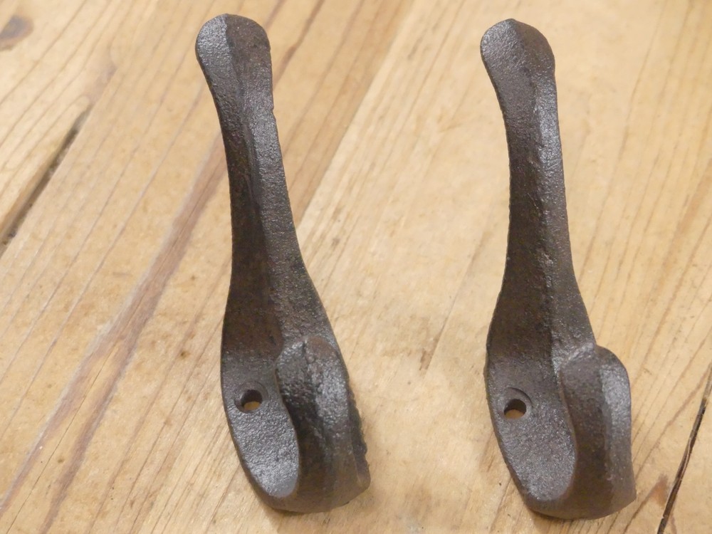 2 Coat Hooks Hat Hook **ROUGH CASTING** Hall Tree 3" Rustic Cast Iron