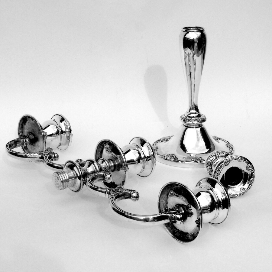 Melrose Three Light Candelabra Gorham Sterling Silver 1948