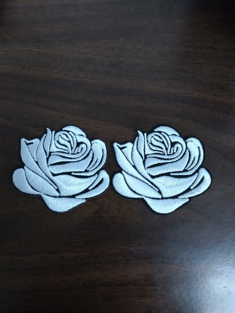 White Rose Iron-On/Sew-On Embroidered Patch