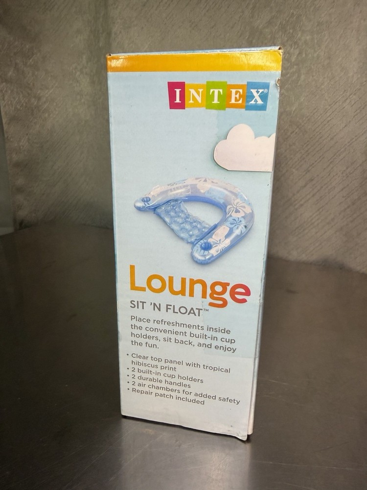 Intex Sit 'N Float Inflatable Pool Float Blue 58in x 39in 2 Cup Holders