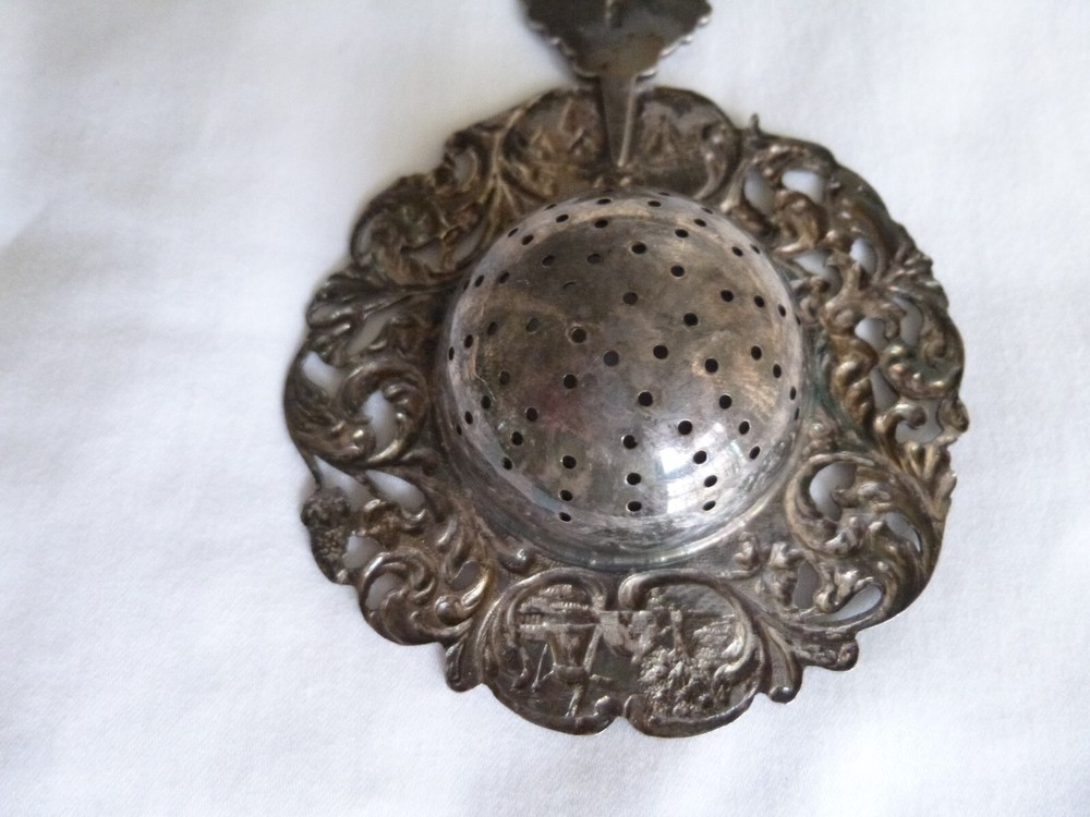 Vintage Dutch Silver Tea Strainer Spoon Windmill