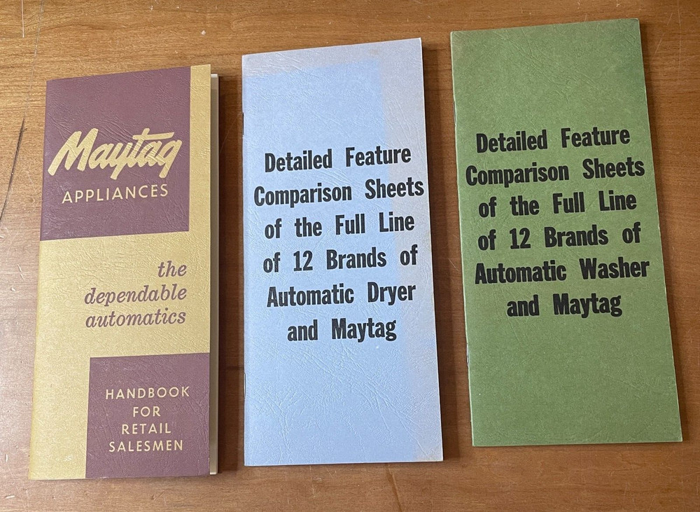 3  1964 Maytag Competitive Analysis Pamplets Washers & Dryers
