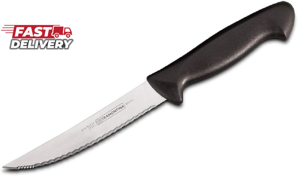 KNIFE STEAK BLK STMPD 5"