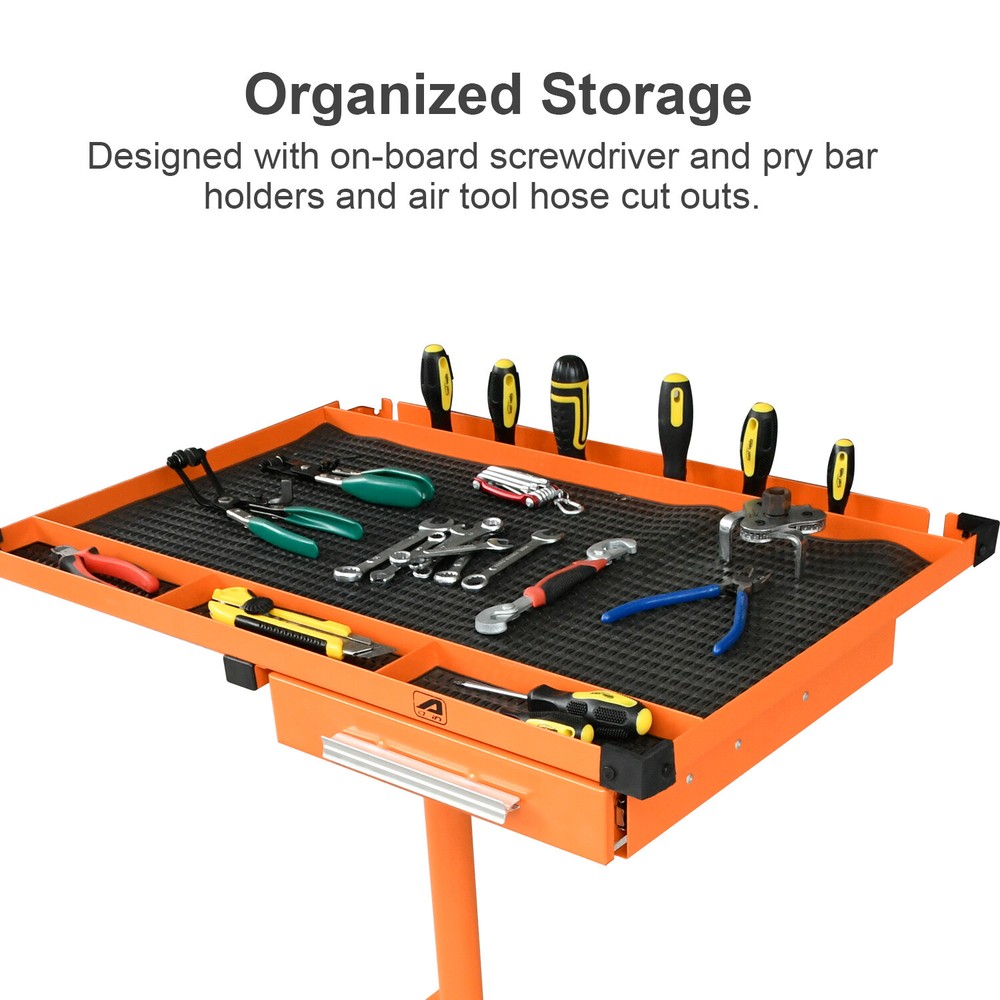LT018 Heavy Duty Adjustable Work Table with Drawer,220 lbs Capacity Rolling Tool