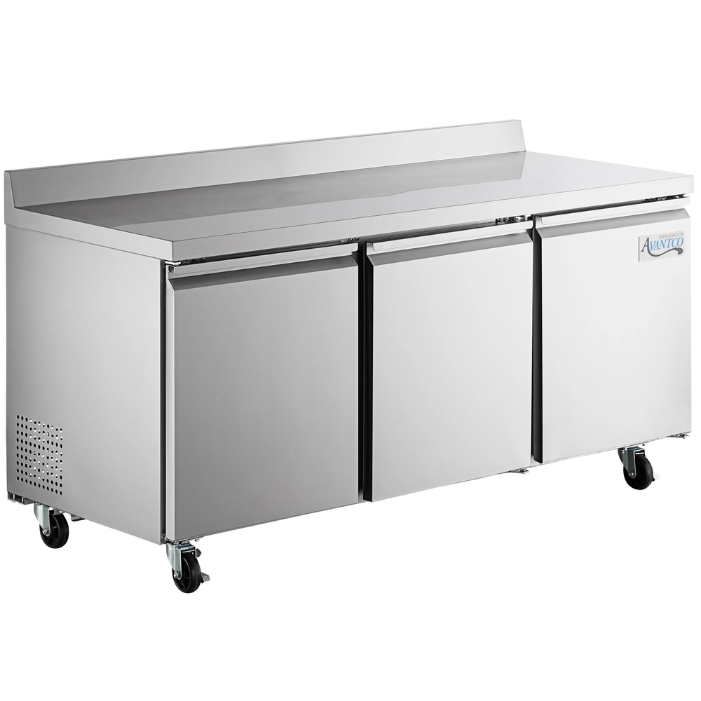 72" Three Door Worktop Refrigerator with 3 1/2" Backsplash