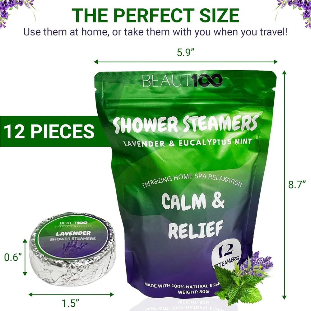 Shower Streamers 12 Pcs, Lavender & Eucalyptus | Aromatherapy